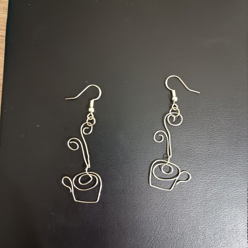 Earrings coffee mug handmade from scratch, stainless wire