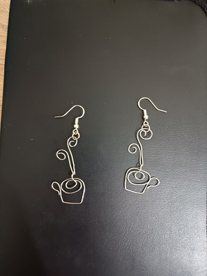 Earrings coffee mug handmade from scratch, stainless wire