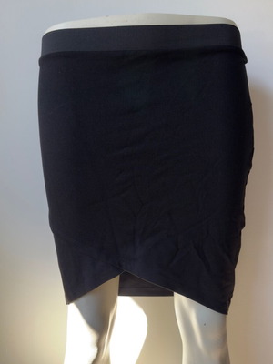 Stradivarius black fitted skirt with asymmetric hem, like new