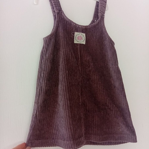 Zara corduroy pinafore dress, size 104, brown and purple