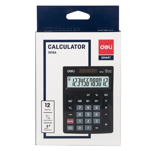 Deli 1519 calculator 12 digits in black color new
