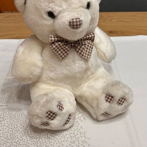 White teddy bear plush with bow tie like new