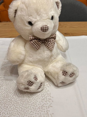 White teddy bear plush with bow tie like new