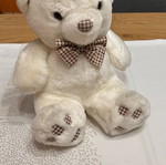 White teddy bear plush with bow tie like new