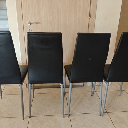 Dining chairs, set of 4, faux leather with wear