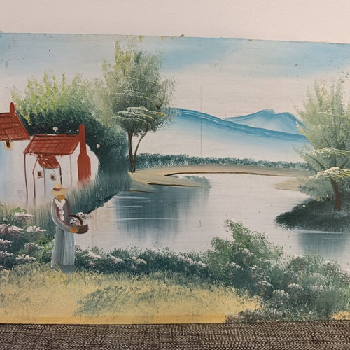 Handmade painting on board used, 38x28 cm