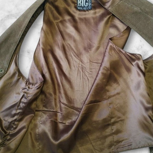 Genuine men's castor leather vest like new, size L, beige brown