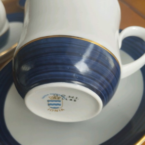 Ionia Cobalt Blue coffee cup and saucer set mint condition, 6 pcs