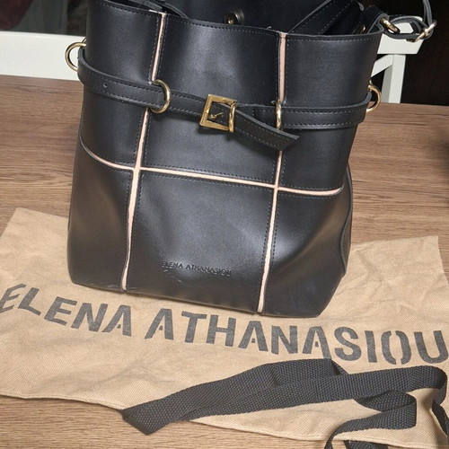 Elena Athanasiou shoulder bag used, black, recycled leather