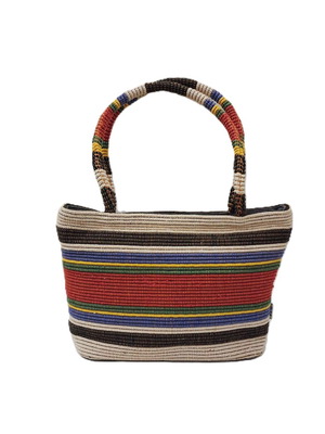 Raffia handbag like new with colorful stripes