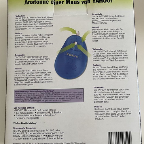 Yahoo! 4D Internet Soft Scroll Mouse vintage, unused