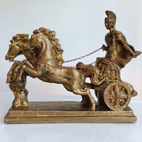 Roman warrior in chariot sculpture after triumph