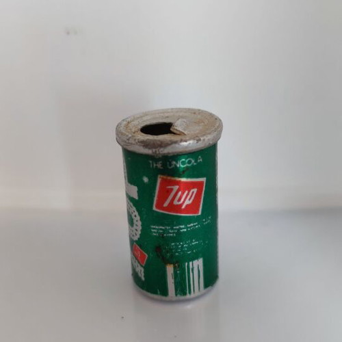 Seven Up 1980 miniature used, empty soda can