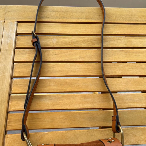Leather cross body bag Pepe Jeans chocolate like new with fringes
