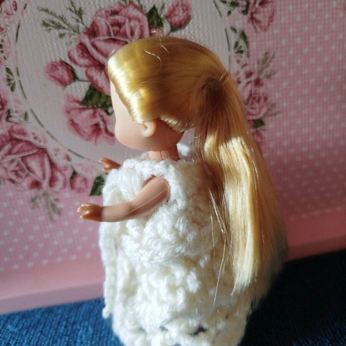 Doll with handmade dress new, 10 cm