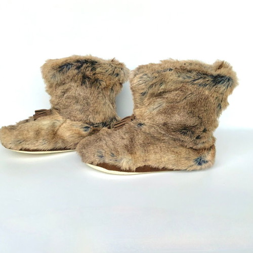 Pottery Barn PB Teen Wolf Booties slippers synthetic fur new size XL