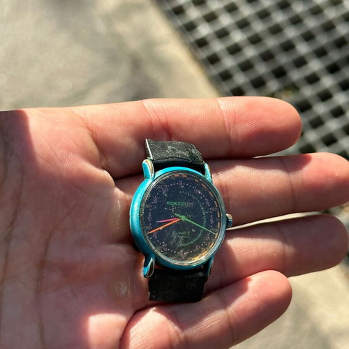 Vintage Fiorucci Time Quartz watch 90s neon black for repair