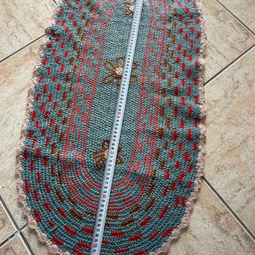 Handmade knitted rug used