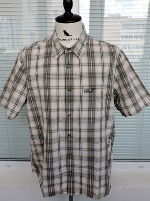 Jack Wolfskin men's beige check shirt, XL, short sleeve
