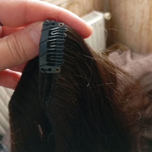 Hair extensions with clips dark brown, like new, set of 3