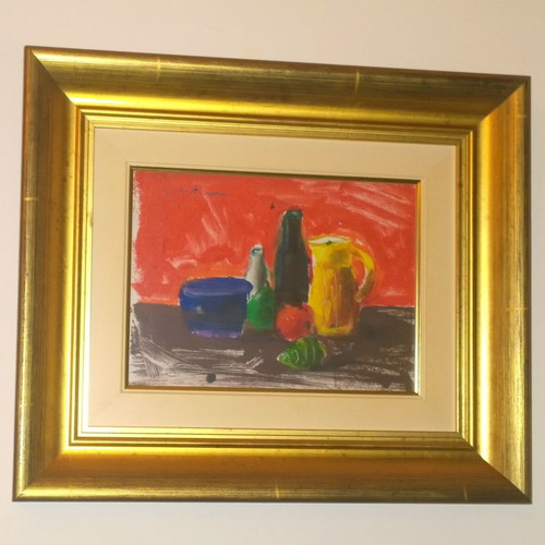 Painting Livani Stathis acrylic on paper, signed, still life