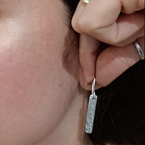 Neck Bar Set with Silver Earrings Handmade, Minimal Design