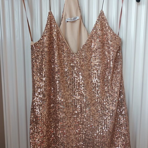 Kaos top new with pink gold sequins, size S-M