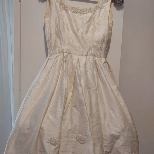 Vintage cocktail dress used with embroidered beads, A-line