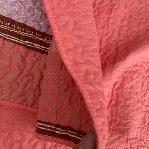 Pink double sided throwover thin summer quilt used, 160x220cm single size