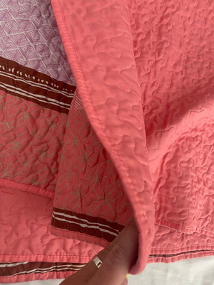 Pink double sided throwover thin summer quilt used, 160x220cm single size