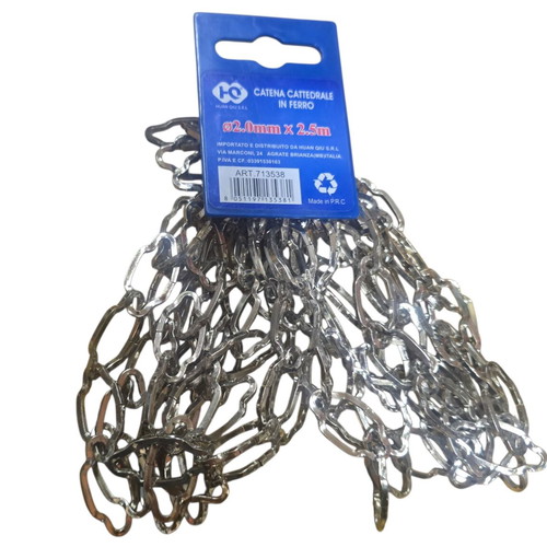 Galvanized chain with long link new, 2.5 meters