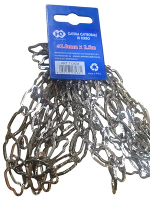 Galvanized chain with long link new, 2.5 meters