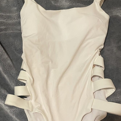 Bluepoint onepiece white cut out swimsuit new, size S