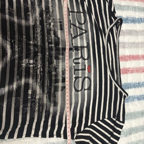 Women's Long Sleeve Striped Blouse Like New with “Paris” Print
