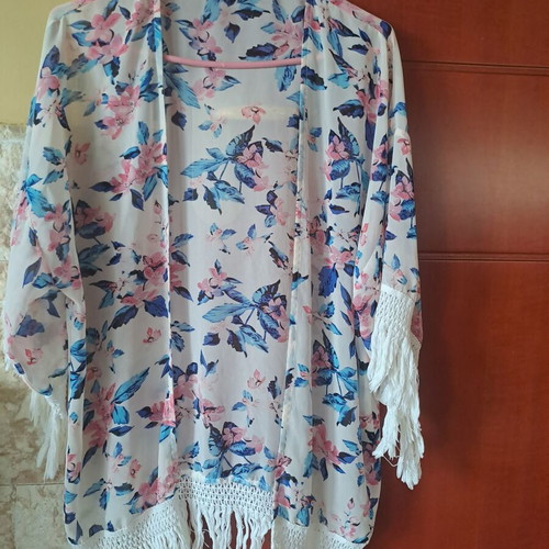 Floral Kimono Jacket with Fringe new, Owtwo