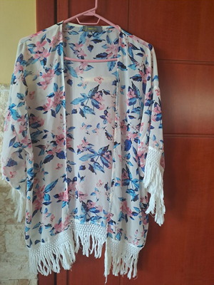Floral Kimono Jacket with Fringe new, Owtwo