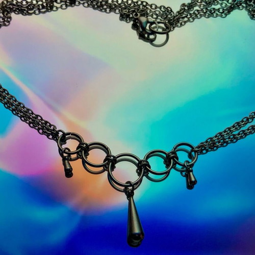 Handmade stainless steel punk necklace new silver color