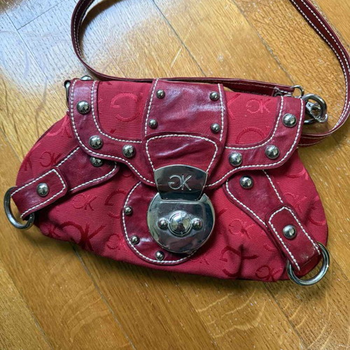 Gianna Kazakou shoulder bag used, red, leather and fabric