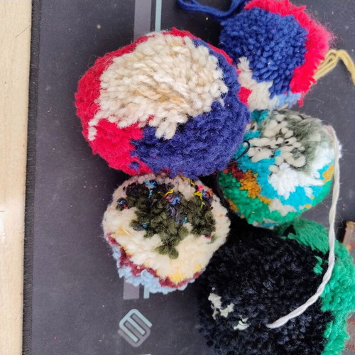 Set of handmade yarn balls used