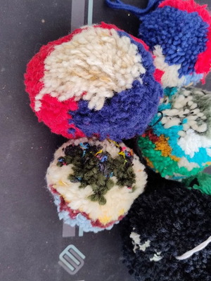 Set of handmade yarn balls used