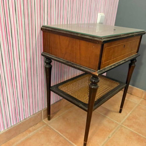 Vintage dressing table used with mirror, stool and two nightstands