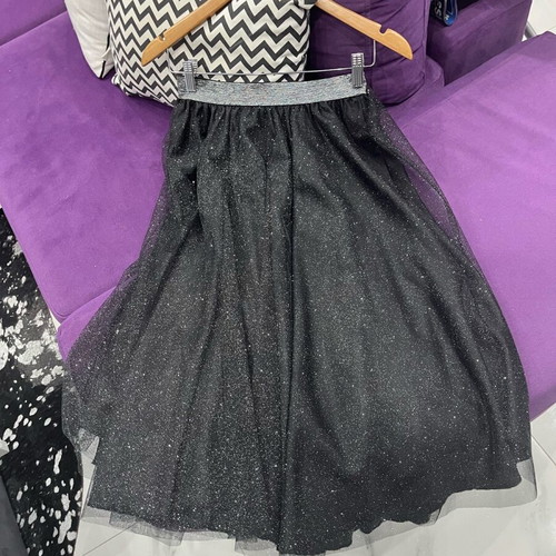Zara black flared skirt new, evening style with tulle and sparkle, size L