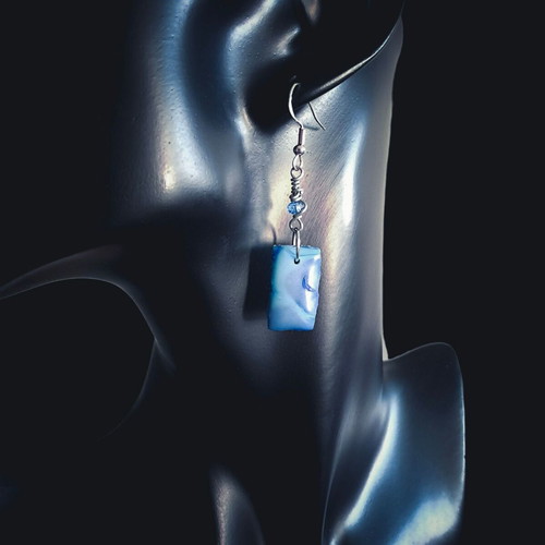 Handmade earrings from recycled plastic blue, new
