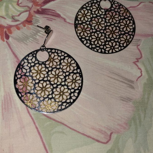 Ozze stainless steel earrings used, silver and gold