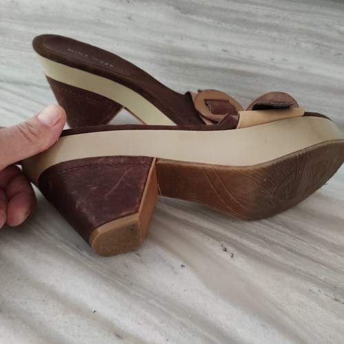 Nine West leather mules used, brown and beige, size 39