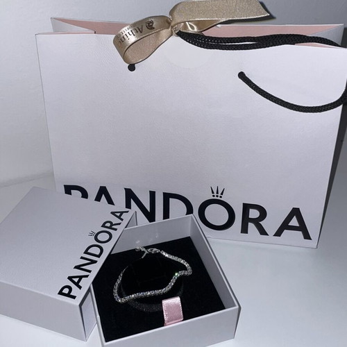 Pandora tennis bracelet, silver, 18cm