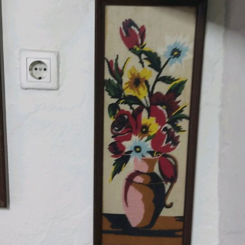 Hand-embroidered framed paintings set of 2 like new