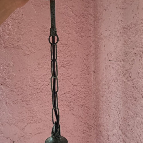 Metal ceiling light with opaline detail