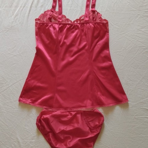 Vintage Set Lingerie Iris new, red satin babydoll size 38