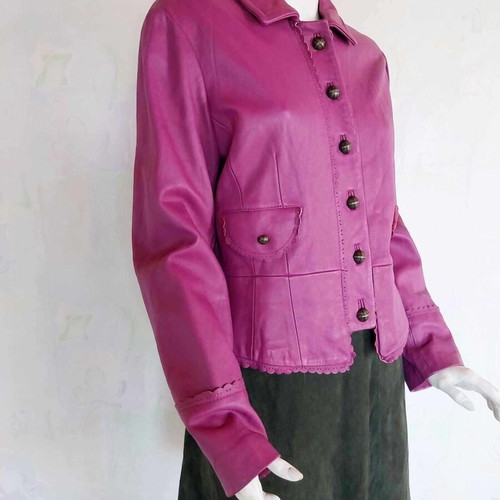 Vintage purple leather jacket Tintoretto used, size L